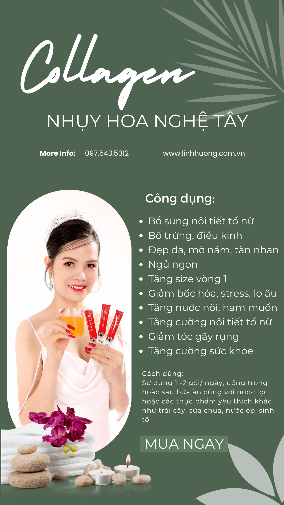 Công dụng Collagen Nhuỵ hoa nghệ tây Linh Hương