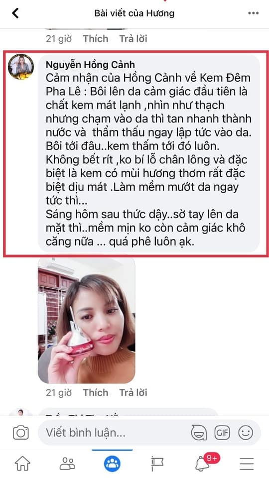 Review Khách Hàng sử dụng Kem Đêm Pha Lê Linh Hương - Renewal Cream: