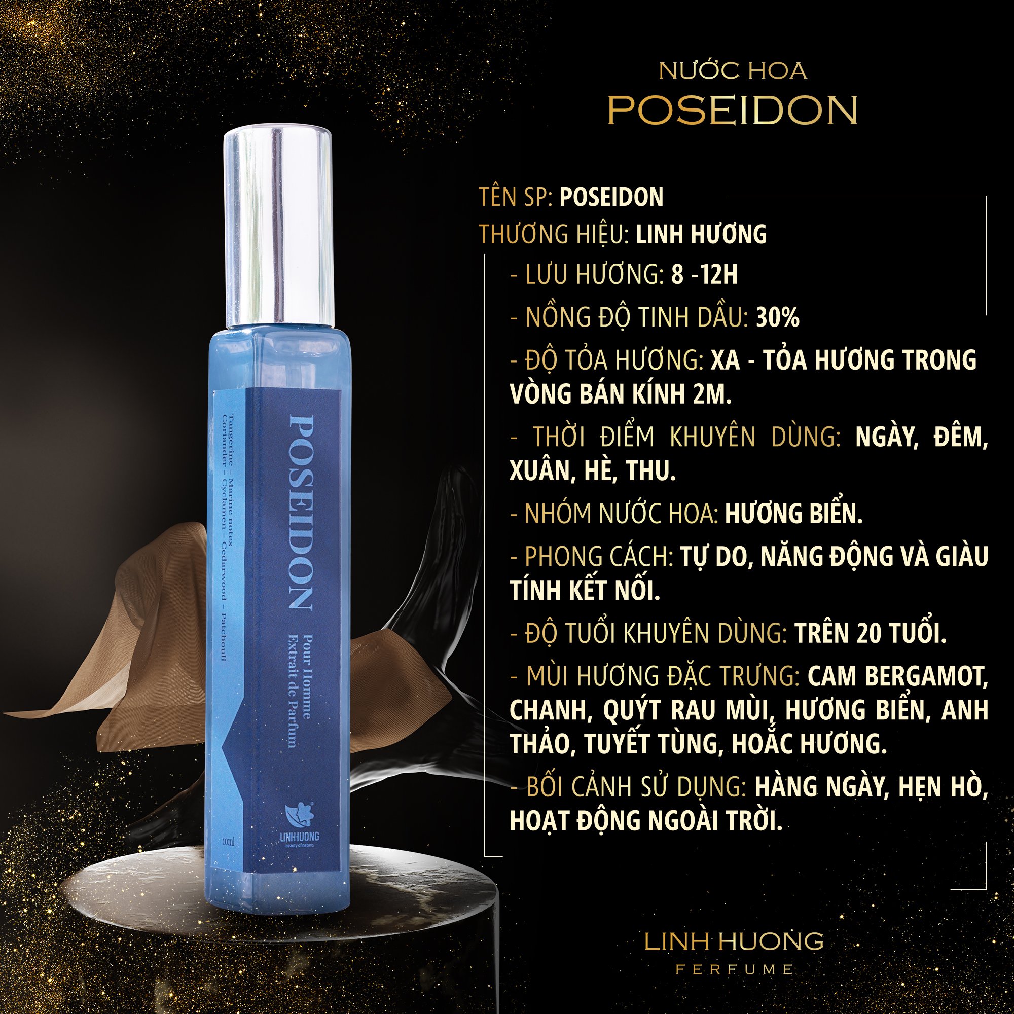 Công dụng và tầng hương nước hoa nam Poseidon